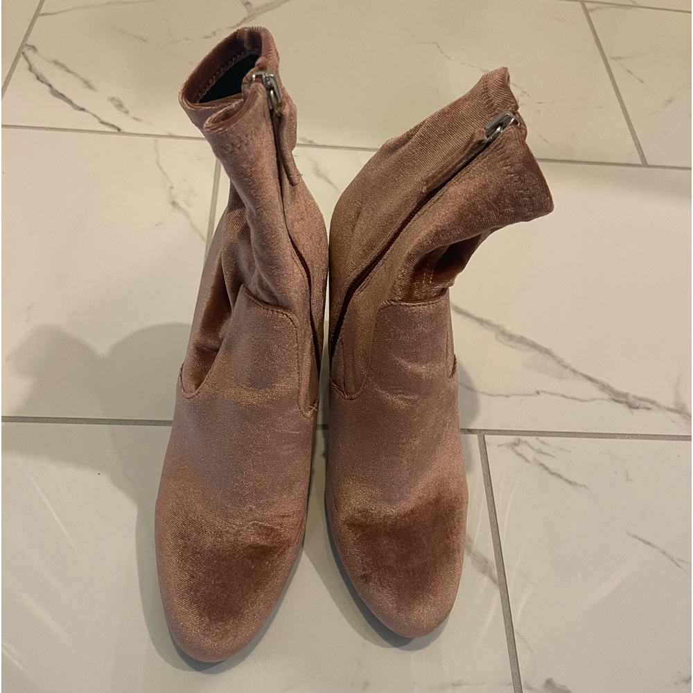 Pink Champagne Velvet Sock Booties